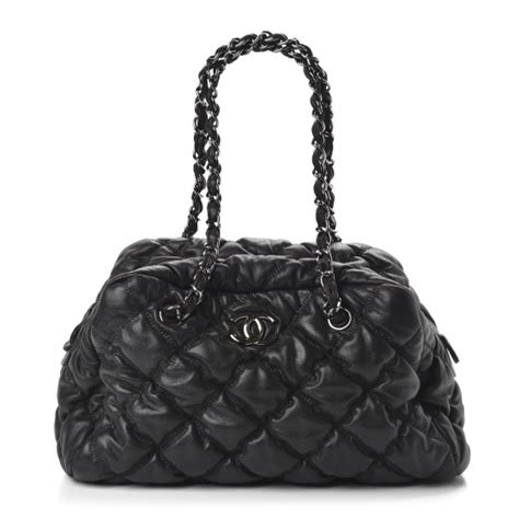 Chanel Lambskin Bubble Quilt Bowler Black Fashionphile