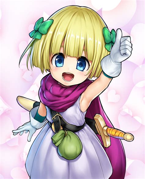 endou hiroto hero s daughter dq5 dragon quest dragon quest v highres 1girl arm up