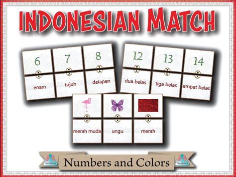 Indonesian Match Numbers And Colors Teaching Resources