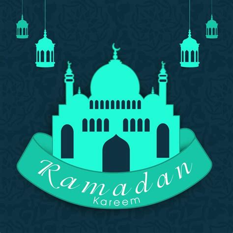 Cinta De Mensaje De Ramadán Kareem Con Mezquita Turquesa Pegajosa Y