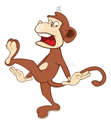 Cheerful Monkey Cartoon Stock Vector Illustration Of Tail 57323029