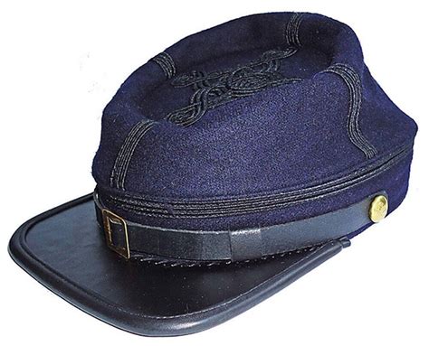 Civil War Union Officers Infantry Leather Peak Kepi Navy Blue With