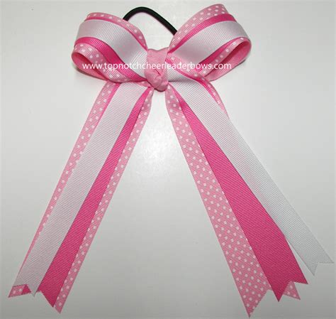 Bulk Pink Cheer Bow Wholesale Pink Cheerleader Hair Bow Pink White