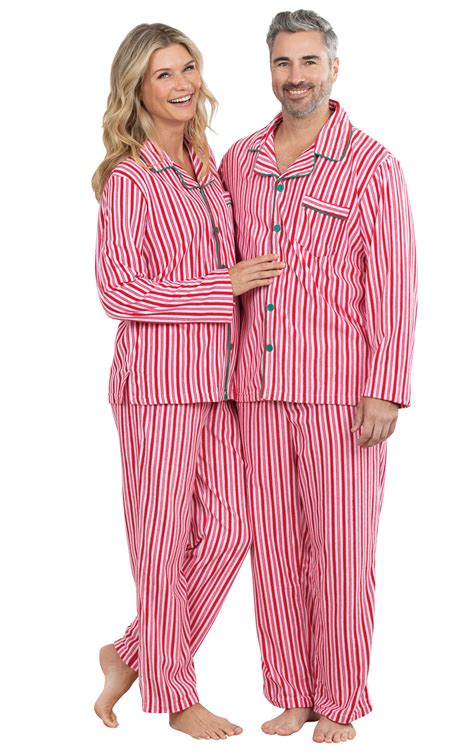 Candy Cane Fleece His And Hers Matching Pajamas