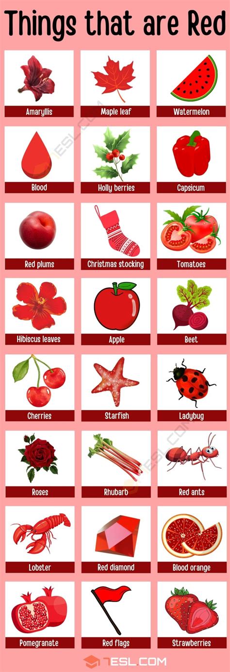 Things That Are Red List Of 150 Red Things That You May Not Know 7esl