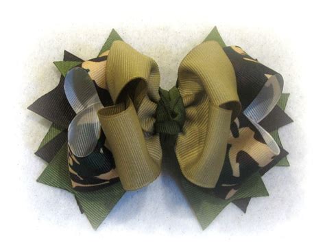 Camo Hair Bow Boutique Hair Bows Camouflage Hairbow Army Etsy