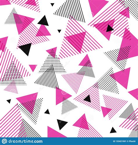 Abstract Modern Pink Black Triangles Pattern With Lines Diagonally On