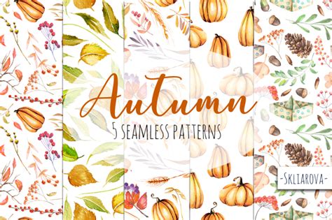 Autumn Seamless Patterns By Happywatercolorshop Thehungryjpeg