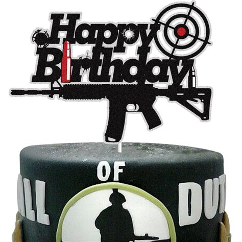 Buy Happy Birthday Cake Topper Black Bullet Target Birthday Cake
