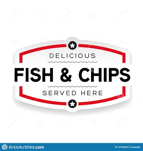 Fish And Chips Label Sign Vintage Stock Vector