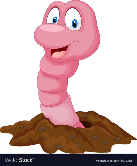 Funny Cartoon Earthworm Royalty Free Vector Image