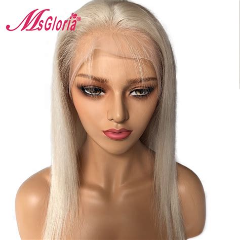 Aliexpress Com Buy Msgloria Platinum Blonde Silky Straight Lace Front Human Hair Wigs