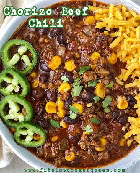 Slow Cooker Chorizo Beef Chili Fit Slow Cooker Queen