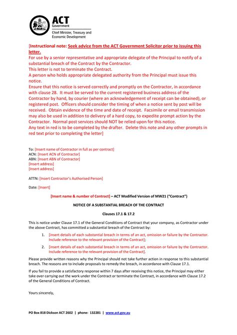 Professional Breach Of Contracts Templates Examples