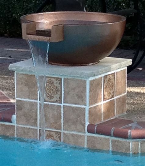 Our New Pool Water Feature Copper Bowl Fountain On A Pedestal With