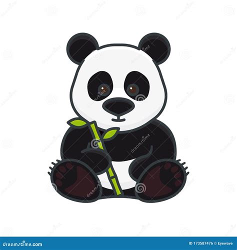 Giant Panda With Bamboo Stick Isolated Vector Illustration Stock Vector
