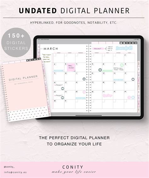 UNDATED DIGITAL PLANNER l Weekly Planner Daily Planner | Etsy | Digital planner, Weekly planner ...