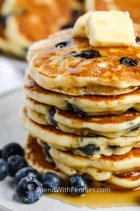 Fluffy Blueberry Pancakes Quick And Easy Spend With Pennies