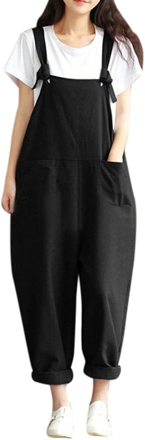 Pingtr Womens Baggy Dungareeswomens Retro Loose Playsuit Trousers