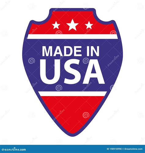 Made In Usa Signshield American Flagvector Flat Illustration Stock