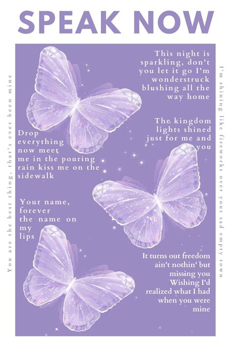 Two Purple Butterflies With The Words Speak Now