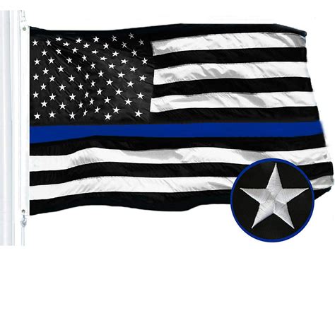 G128 Thin Blue Line Flag 2x3 Ft Embroidered Heavy Duty 220gsm Tough