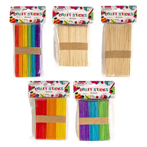 Bulk Wooden Craft Sticks Natural And Multi Color 2 Lengths