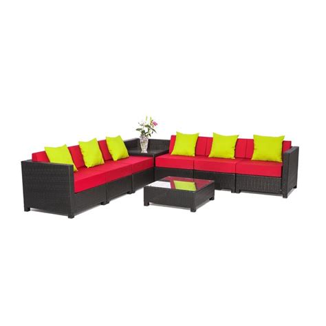 Mcombo Aluminum Patio Furniture Sectional Sofa Set Outdoor Black Wicker