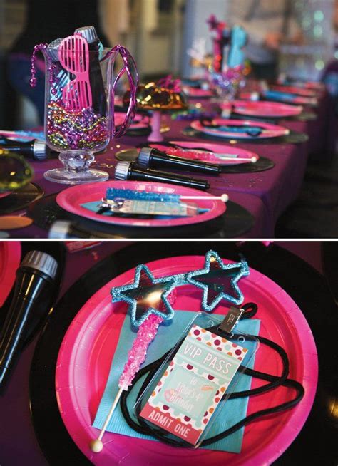 Hot Pink Rockstar Birthday Table Design Rockstar Birthday Party Dance