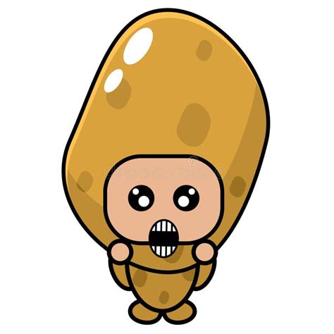 Potato Costume Mascot Confused Expression Stock Vector Illustration