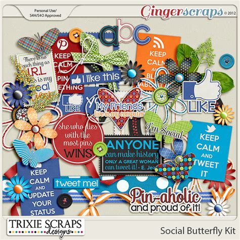 Social Butterfly Full Kit By Trixie Scraps Designs