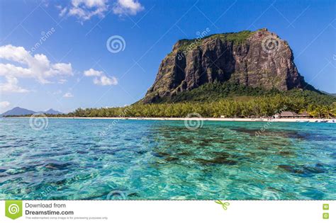 Le Morne Brabant Mauritius With Sea Panoramic Stock Image