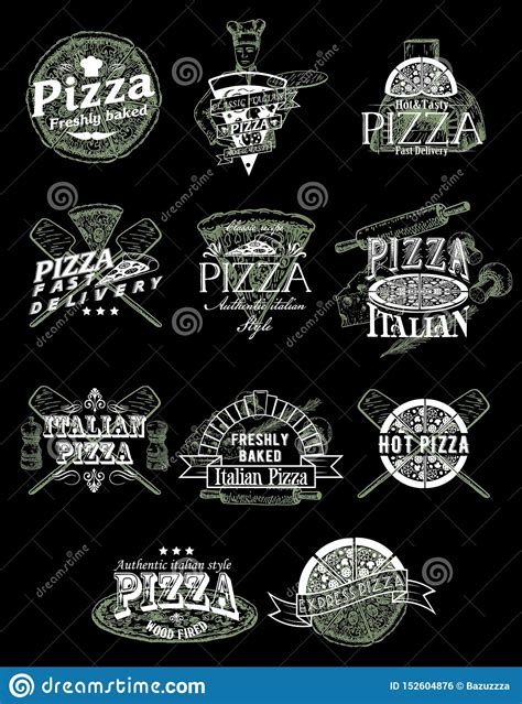 Vector Set Of Vintage Pizza Emblems Logos Badges And Labels Stock