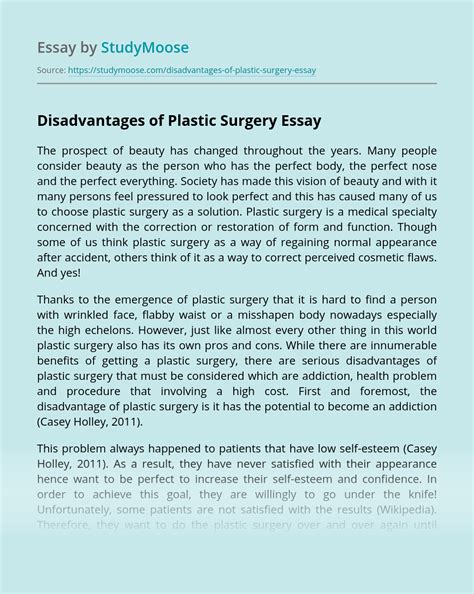 Pros And Cons Of Plastic Surgery Essay Plastic Industry In The World