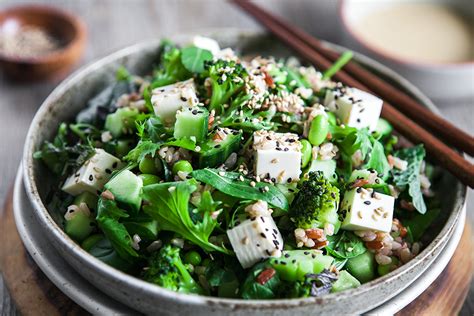 Japanese Style Tofu Salad With Miso Sesame Dressing Vegan Gf Recipe