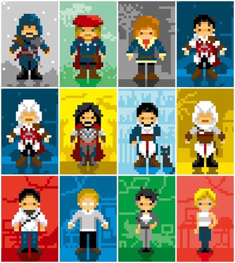 Pixel Art Assasins Creed Characters By Wabitan It Bit Assassins