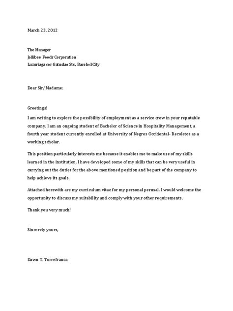 Application letters to human resources. Application Letter | Traditions | Students