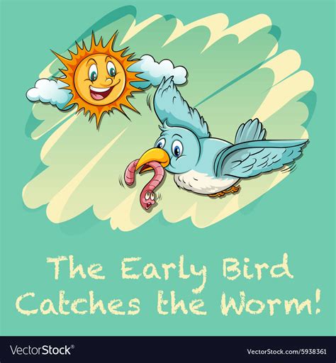 Early Bird Catches The Worm Royalty Free Vector Image