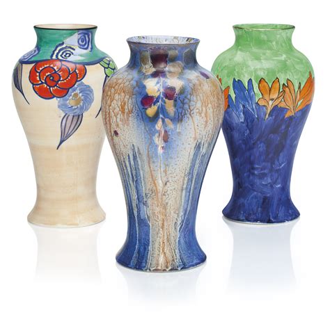 Three English Porcelain Vases 20th Century Various Printed And
