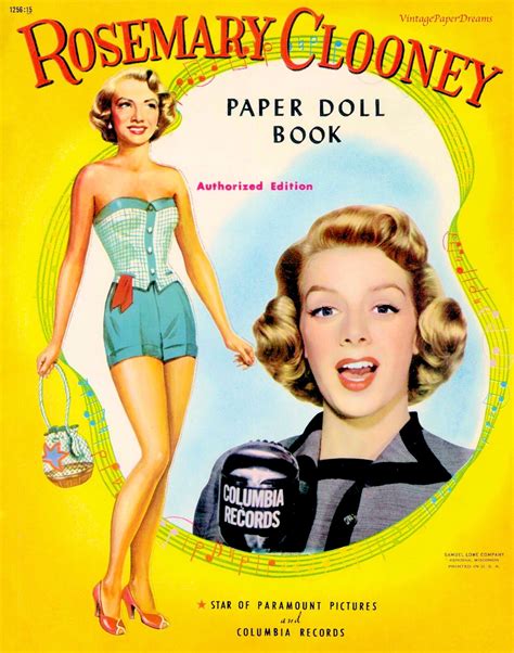Vintage Paper Doll Printable Pdf • Rosemary Clooney Paper Doll • 40s