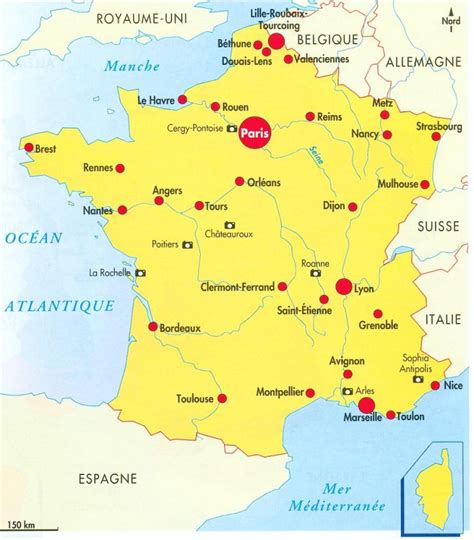 Le nom de chaque ville est inscrit en bas de page afin d'aider les élèves, en cas de trou de mémoire ! Carte de France Villes - Images et Photos - Arts et Voyages