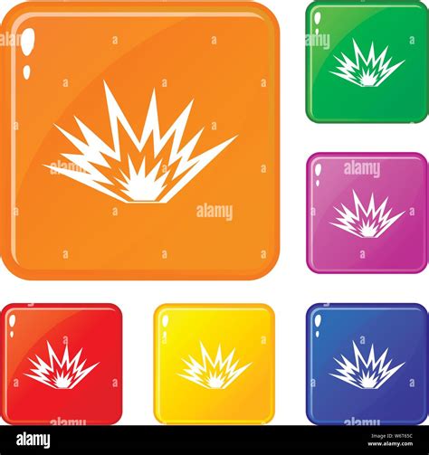 Nuclear Explosion Icons Set Vector Color Stock Vector Image And Art Alamy