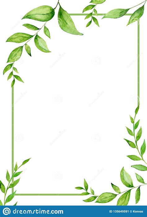 The border shorthand css property sets an element's border. Handpainted Watercolor Frame With Leaves And Brunches ...