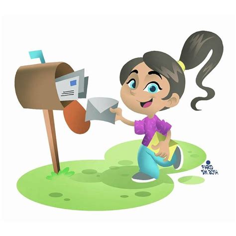 Ilustasi Seorang Anak Mengirim Surat Melalui Kotak Pos Ilustrasi