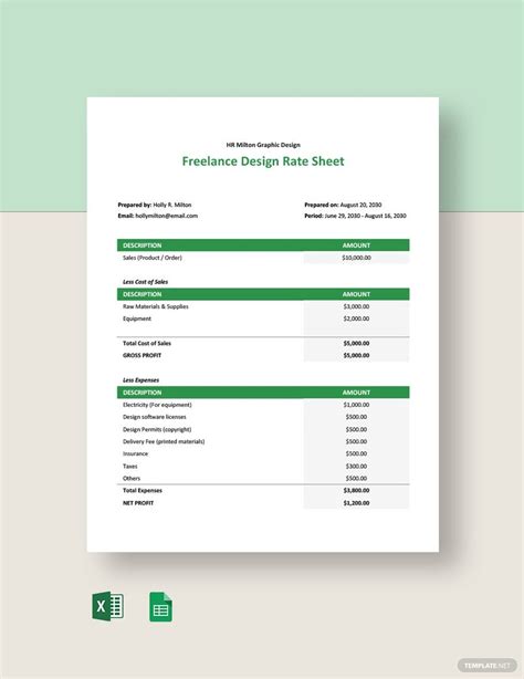 Labor Rate Sheet Template In Numbers Excel Word Pages Illustrator