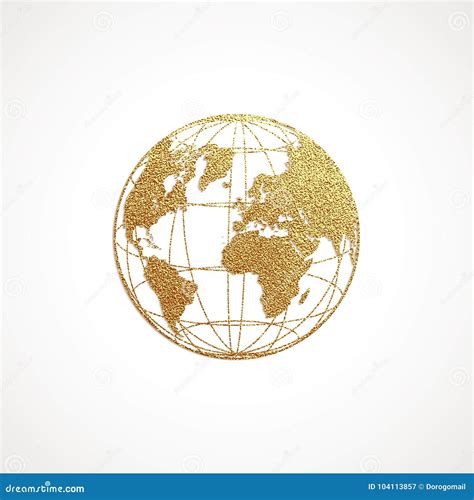 Creative Gold Map Of The World Vector Illustration Stock Vector