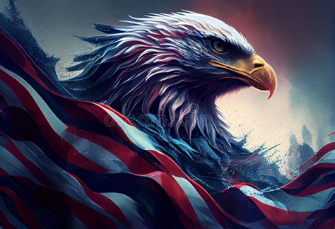 Wavy American Flag With An Eagle Symbolizing Strength And Freedom