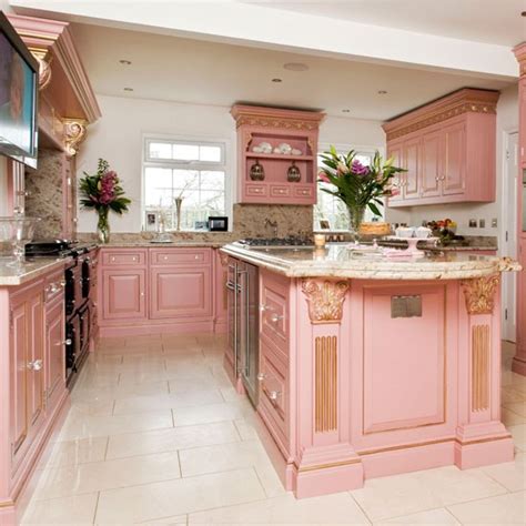 Browse kitchen designs, including small kitchen ideas, inspiration for kitchen units, lighting a pink mosaic splashback and pendant lights add interest and reflect the personality of the owners. Take a tour around this opulent Georgian-style kitchen ...