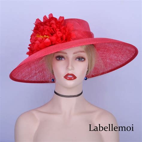 Extra Large Sinamay Hat Red Kentucky Derby Hat Wedding Dress Etsy In