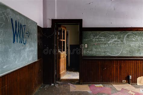 Chalkboard Classroom In School Abandoned Sleighton Farm School